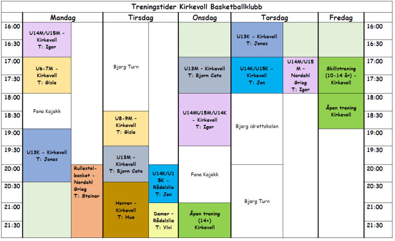 Treningstider 2014-2015
